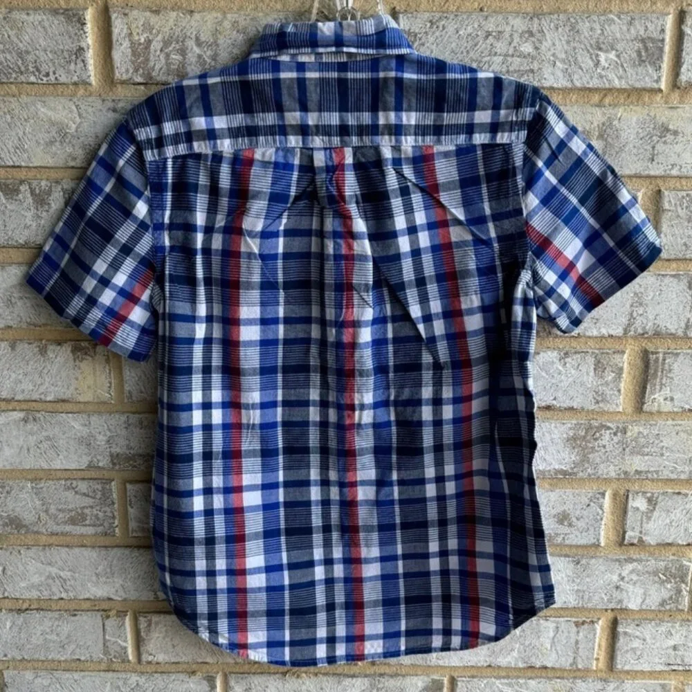 Ralph Lauren Plaid Short Sleeve Button Down Shirt Boy's Size M (10-12).
